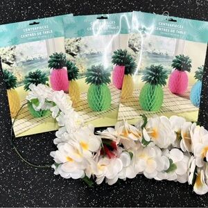 Vibrant Pineapple Centerpieces and Floral Lei Party Decor Set